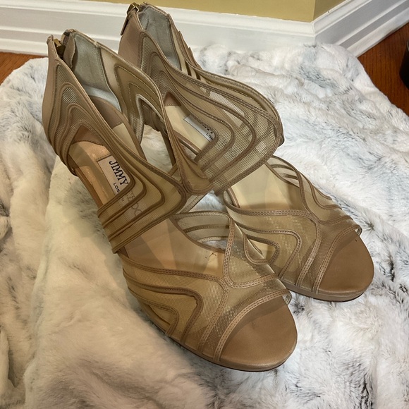 Jimmy Choo Caged Tonal Stitch Strappy Mesh High Heel Sandals sz 39 - Picture 3 of 16